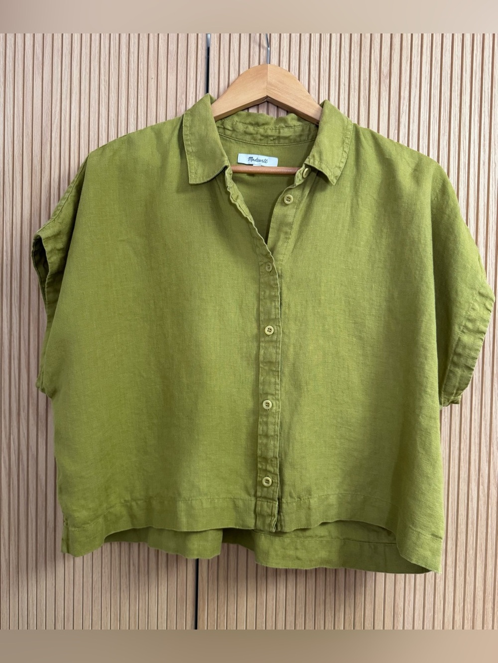 Madewell 100% linen crop dolman shirt XL
